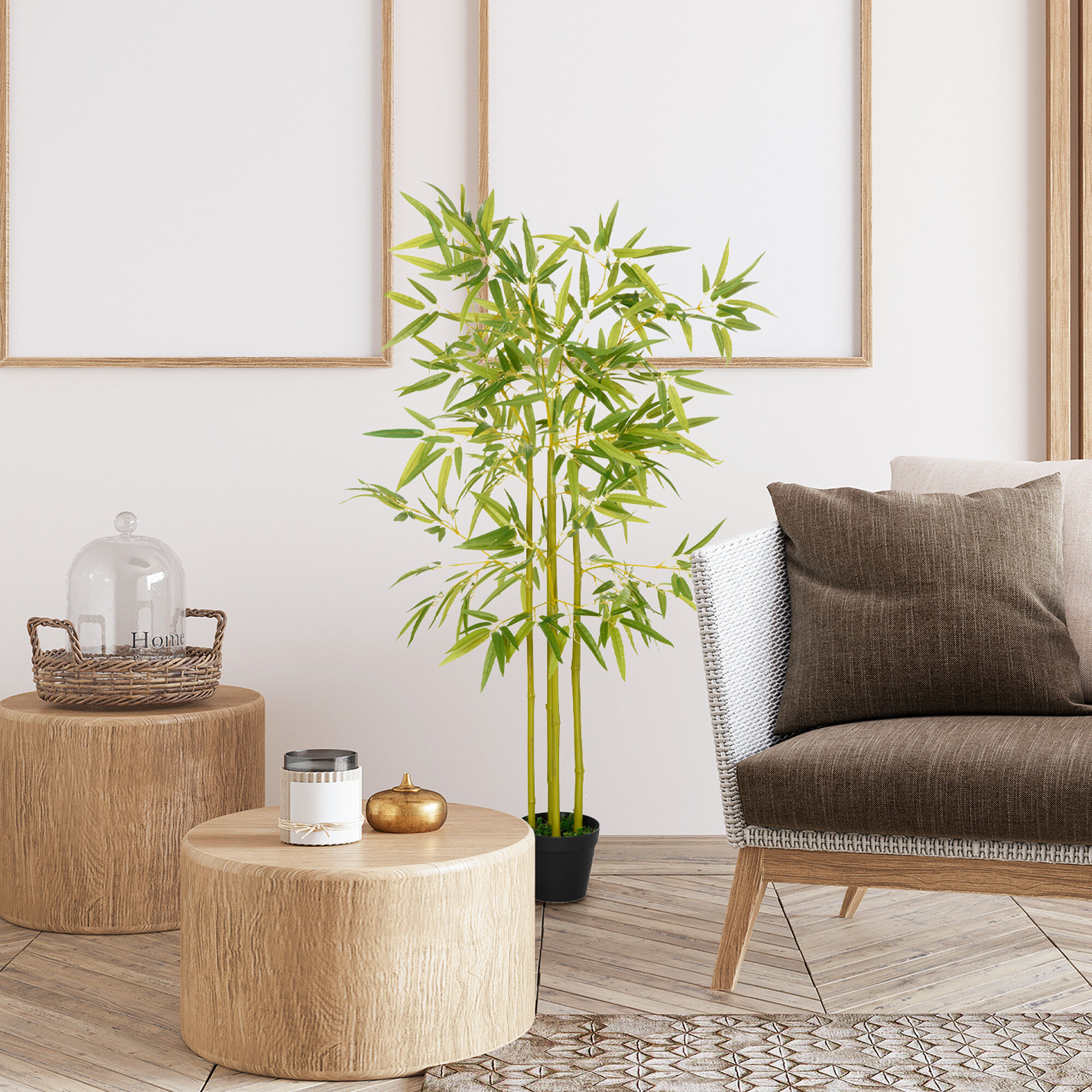 Altro Bambù In Vaso Artificiale, Pianta Finta Decorazione Per Interno Ed Esterno, Altezza 120cm, Verde