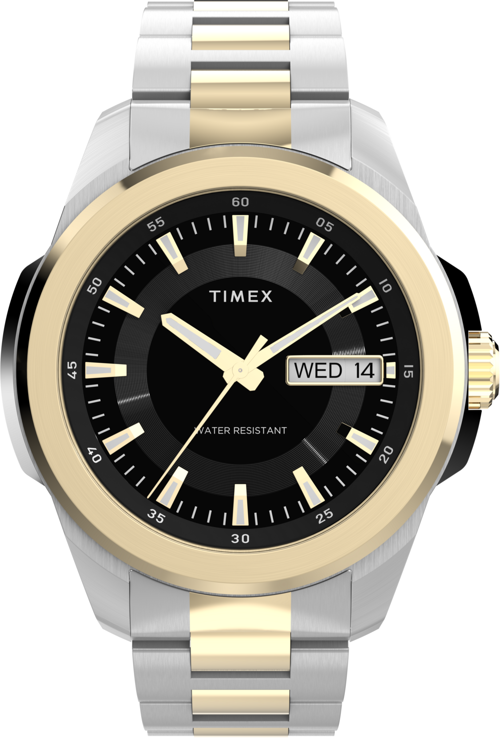 Quarzuhr TIMEX "ESSEX", gold (silberfarben, goldfarben), Armbanduhren, Damen, Quarzuhr, Armbanduhr, Damenuhr, Edelstahlarmband, Datum, Leuchtzeiger