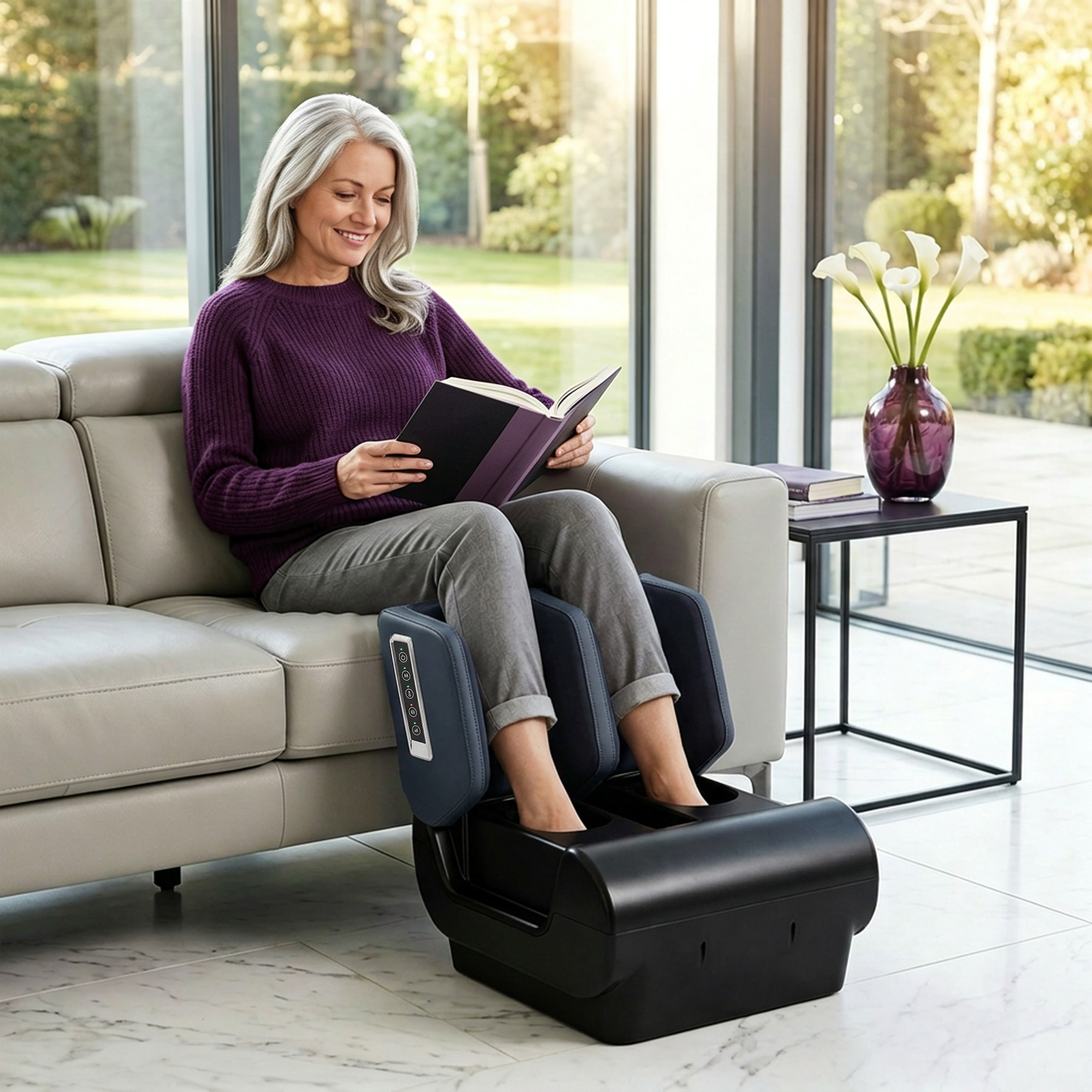 Homcom Massaggiatore 2-in-1 per Gambe con Riscaldamento, Compressione d'Aria, Timer, 3 Modalità e Intensità, Blu e Nero   Aosom Italy