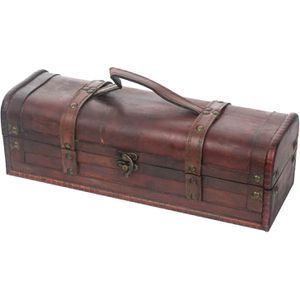 HMF Geschenkbox VWB-ESP-QF-01, Spanien, dunkelbraun, 35 x 12 x 11cm, Massivholz, eckig, für Weinflaschen