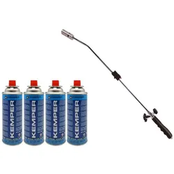 Thermischer Piezo-Unkrautvernichter Gasbrenner + 4 Gasnachfüllungen KEMPER