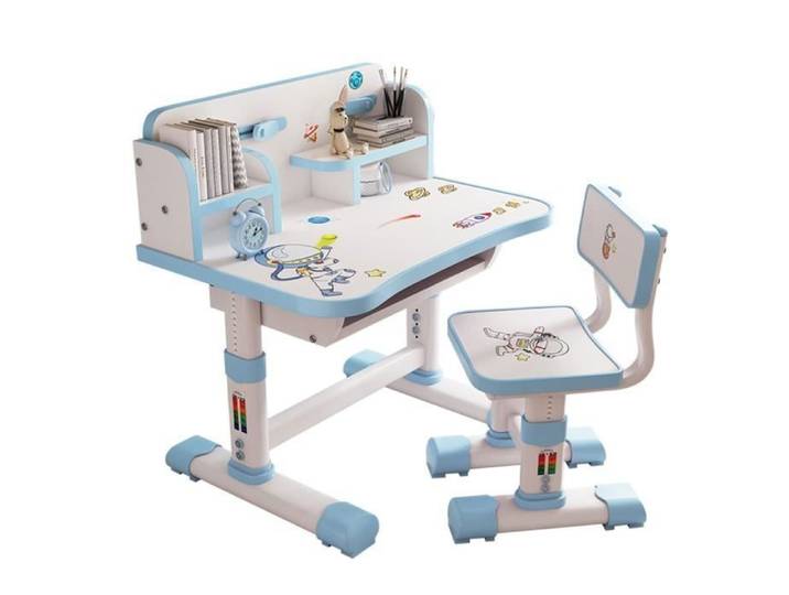 Ensemble bureau et chaise pour enfants Chaise d'étude à hauteur réglable pour enfants avec motif de dessins animés BLEU