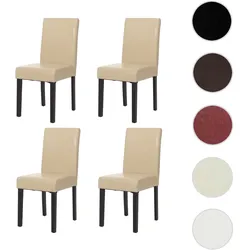 4er-Set Esszimmerstuhl Stuhl Küchenstuhl Littau ~ Leder, creme dunkle Beine
