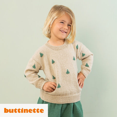 Strickanleitung – Mädchenpullover mit Stickerei aus Woll Butt Venia