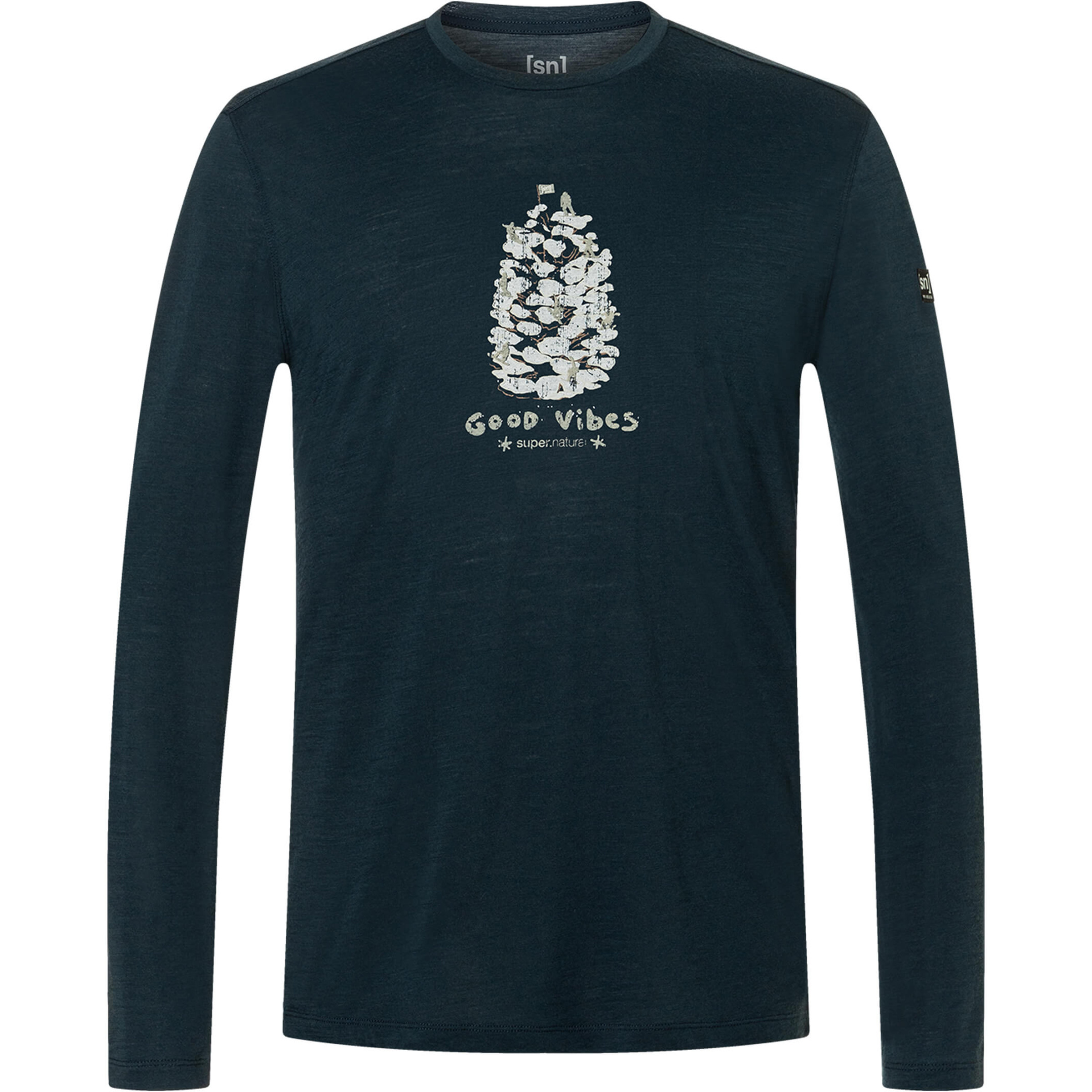 Super.Natural Good Vibes Herren Longsleeves blau Größe S Hautfreundlich Merinowolle
