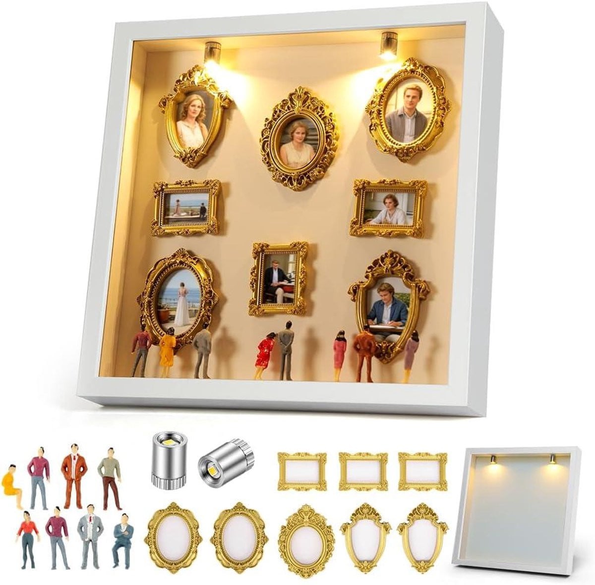 Silhouet Doos Herinneringslijst Fotolijst met LED Verlichting - Wit - 253 x 253 cm