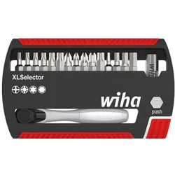 Wiha Bit Set XLSelector Standard 25 mm gemischt 18-tlg. mit Bitratsche Form C 6,3 (1/4")