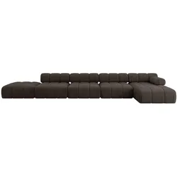 ECKSOFA modulares Sofa Lizur-L3 - 475x160x70 cm Braun Velours