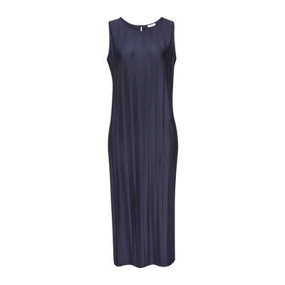 Plisseekleid LASCANA "in Midilänge mit gerader Passform", Damen, Gr. 38, N-Gr, Jersey, navy, Jersey, Obermaterial: 88% Polyester, 12% Elasthan, unifarben, figurumspielend ca. Mitte Wade, Rundhals, Kleider, Partykleid in Midilänge, elegantes...