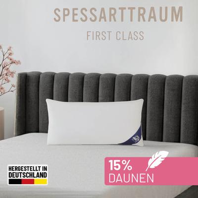 Federkissen SPESSARTTRAUM "FIRST CLASS, Kopfkissen 1-tlg. oder 2-tlg. 40x80 oder 80x80 cm", weiß, B:40cm L:80cm, Bezug: 100% Baumwolle. Füllung: 85% Federn, 15% Daunen, Kopfkissen, hergestellt in Deutschland, allergikerfreundlich, im Set günstiger