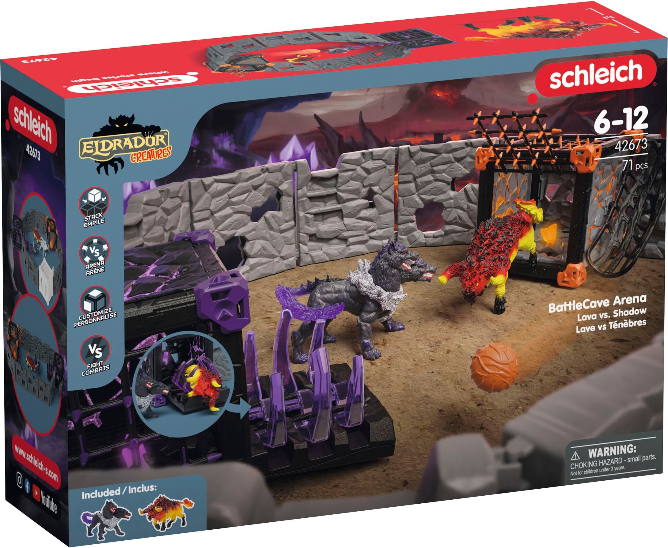 Spielwelt SCHLEICH "ELDRADOR CREATURES, BattleCave Arena: Lava vs. Schatten (42673)", bunt, Spielfigurenwelten, Kinder, Kunststoff, Spielwelt
