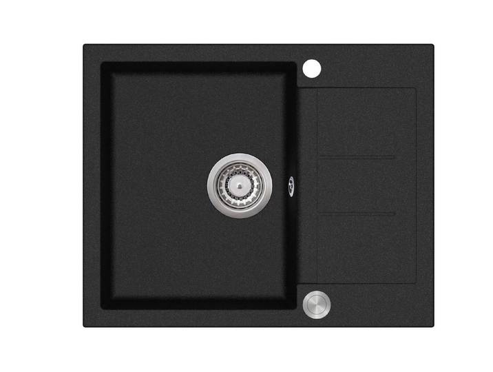GURARI Granitspüle SQT 102 -601 AWP, Einbau Granitspüle Schwarz, inkl. Siphon, 62x50