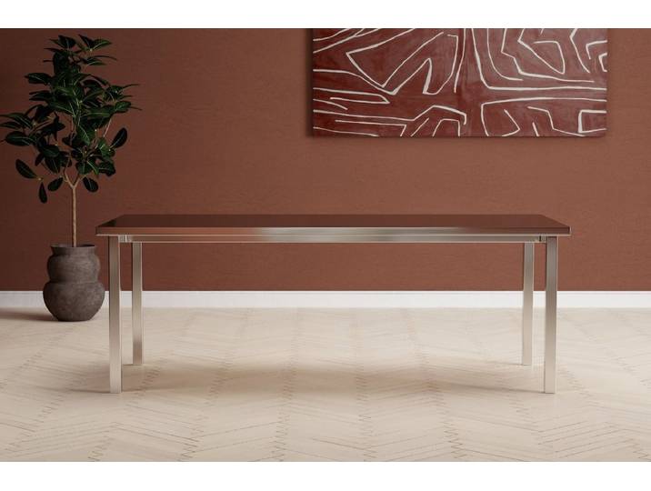 Esstisch Luan - in Silber mit Edelstahl-Oberfläche - Silber - Luxusbetten24