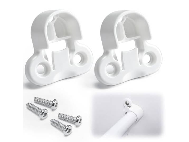 Enhon Lot de 2 supports de tringle à vêtements renforcés\, compatibles avec IKEA PAX Komplement 130527 - Supports de rechange pour tringle à vêtements avec vis pour système de penderie\, blanc