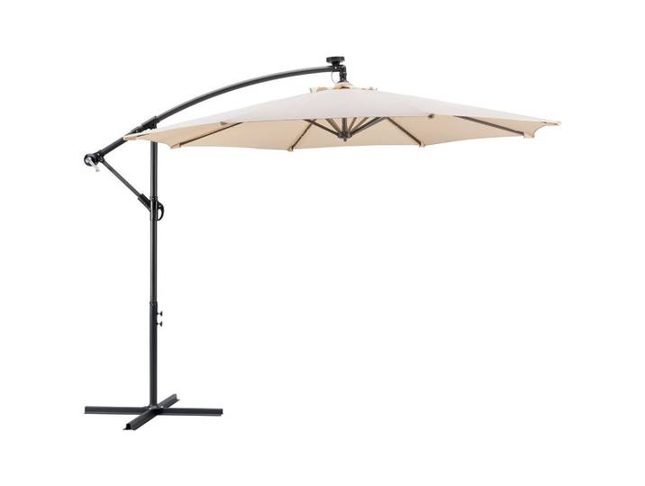 Ambia Garden Ampelschirm, Anthrazit, Beige, 245 cm, LED-Beleuchtung, Sonnenschutz, Sonnenschirme