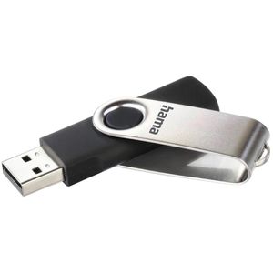 Hama USB-Stick Rotate 104302, 64 GB, bis 70 MB/s, USB 2.0, schwarz / silber