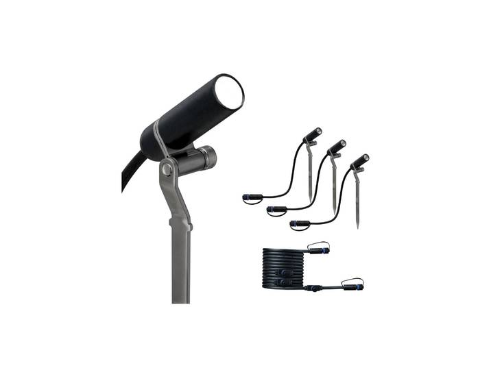 Paulmann Plug & Shine Plantini 3000K 3er-Ergänzung Plantini, dimmbar, schwarz, Aluminium, Modern
