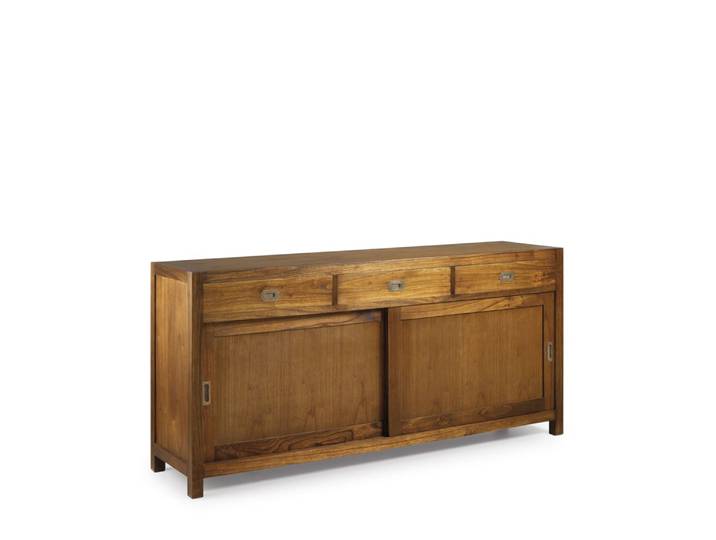 Buffet en bois de mindi beige 3 tiroirs L 180 cm