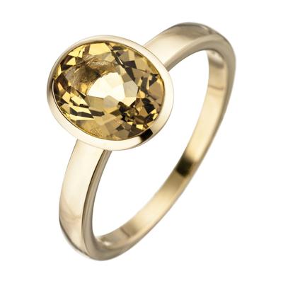 Goldring JOBO Gr. 54, gelb (gelbgold 585), Fingerringe, Damen, 54, Gelbgold 585, Goldring, 585 Gold mit Citrin