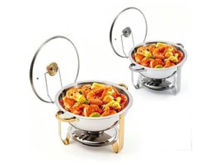 Chafing dish - Lazozo - 34x31x21cm - Lot de 2 buffets chauffants ronds chafing dish rond 5L Maintien au chaud durable Pour fêTes