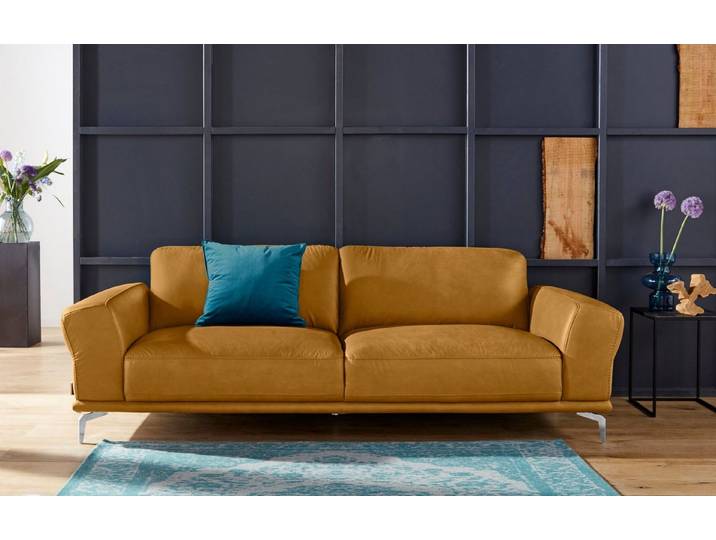 W.SCHILLIG 2,5-Sitzer montanaa bequem, Federkernunterfederung, elegant & edel, mit Metallfüßen in Chrom glänzend, Breite 232 cm