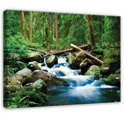 LEINWANDBILD Wald Fluss Grün 100x70 cm