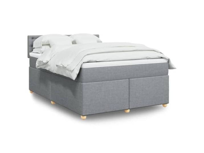 vidaXL Boxspringbett mit Matratze Hellgrau 140x200 cm Stoff