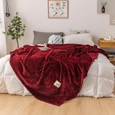 Shop Station Ultra Soft Flannel Blanket Thick Plush Cozy Bed & Sofa Throw For Year Round Comfort red 59.1 78.7 In