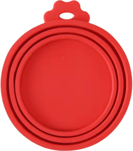 Inspire Curations PawFresh Silicone Pet Food Can Lid Reusable Airtight Cover For Dog & Cat Food red
