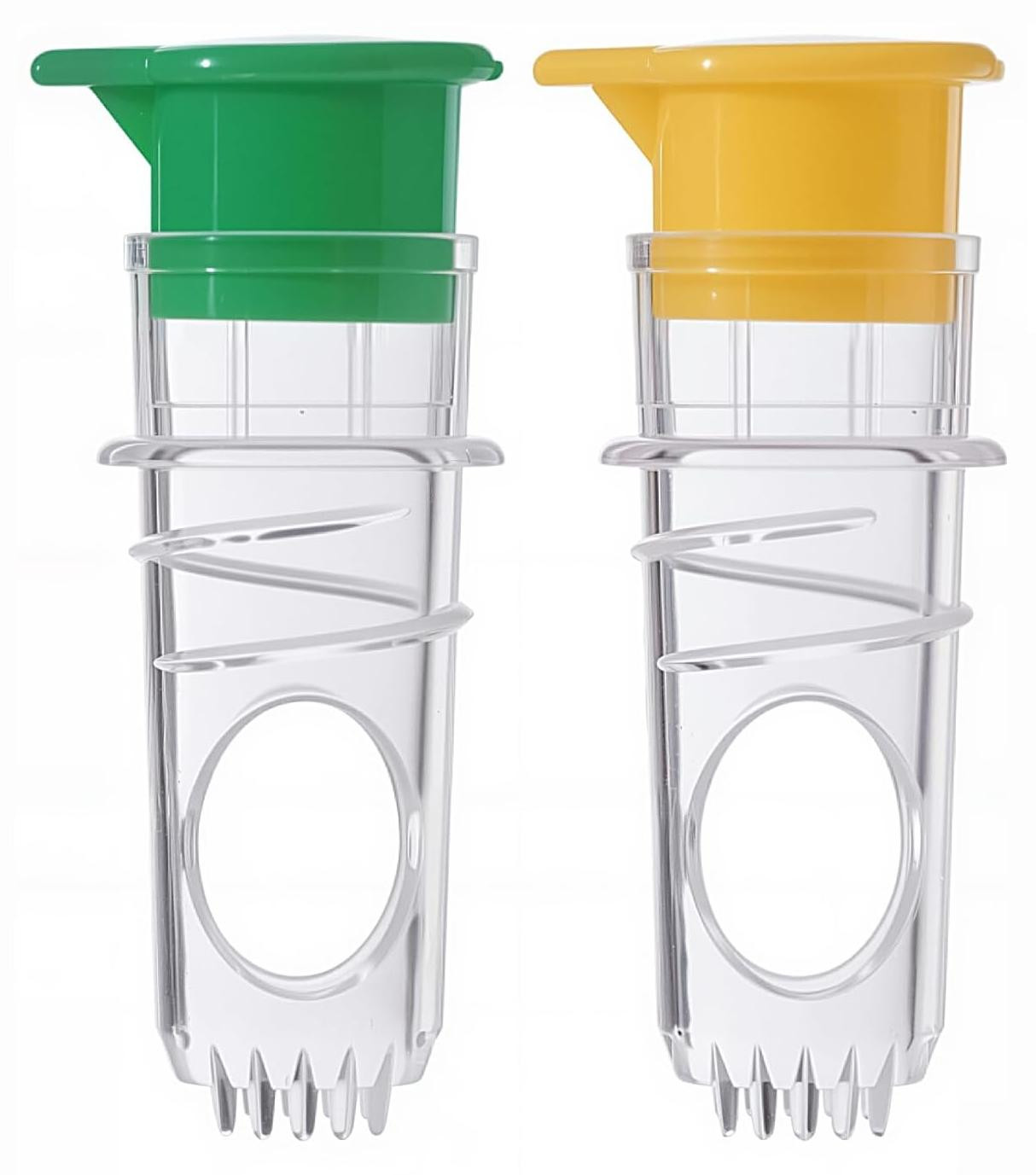 Dripio Citruspers met schroefdeksel, 2 stuks, handmatig, draagbaar, groen/geel