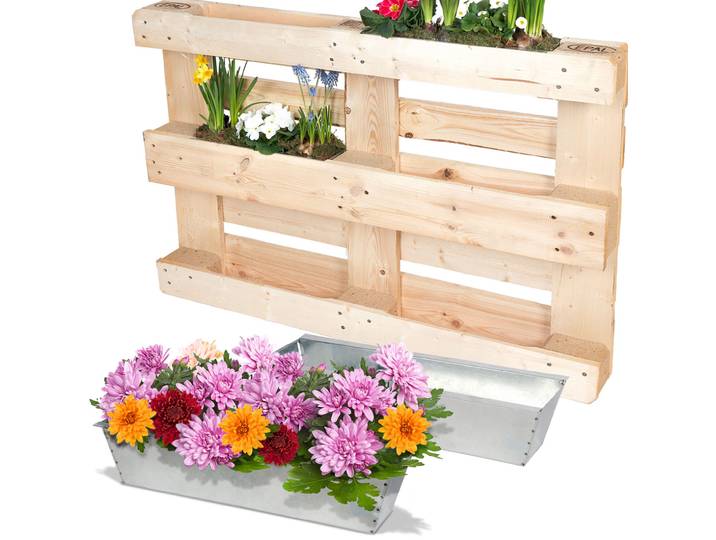 2er-Set Pflanzkasten für Europaletten, Blumenkübel aus verzinktem Metall, 38,5x13,5x8,5cm