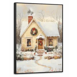 LEINWAND Bilder mit Rahmen - Weihnachten - Zuhause - Winter - Schnee - 60x80