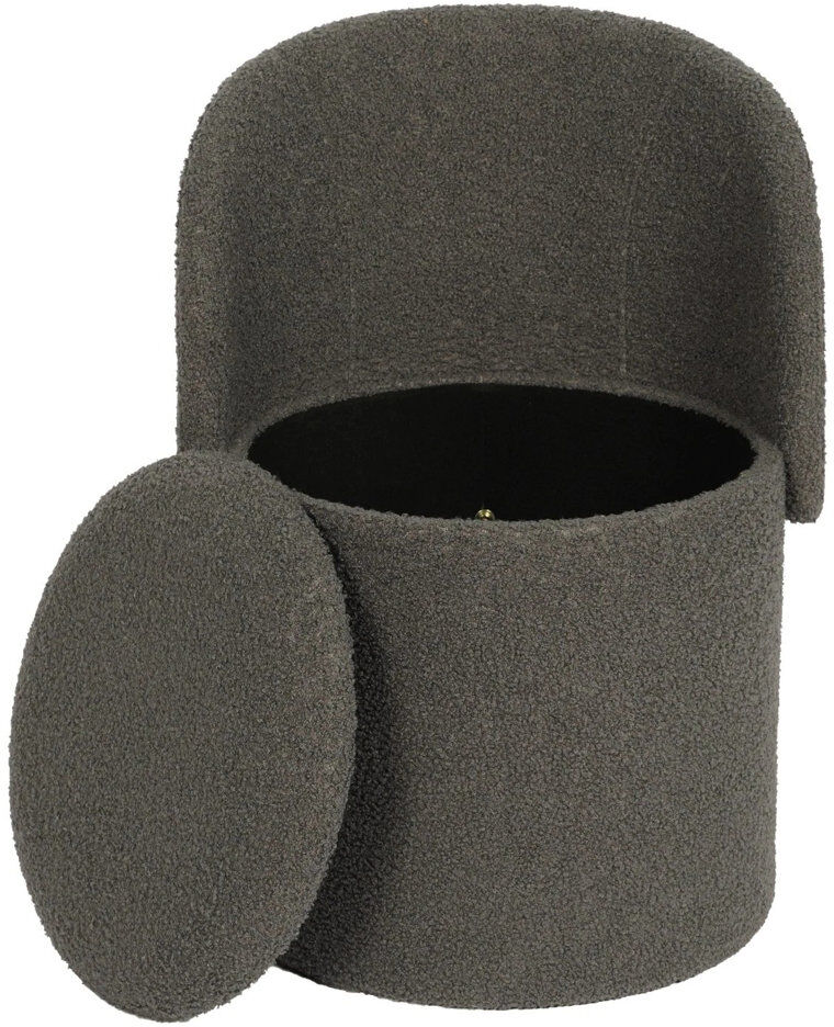 GC GAVENO CAVAILIA 3-in-1 Teddy Ottoman Stool with Hidden Storage, Foldable Upholstered Seat and Footrest for Bedroom, Living Room or Dressing Area Charcoal 150L
