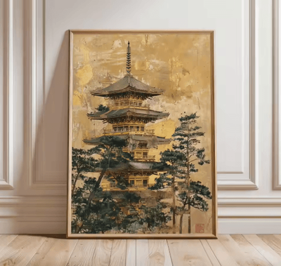 Inspire Picks Japanese Crane Ukiyo e Poster Vintage Red Sun Traditional Wall Art 2 30x40cm Unframed