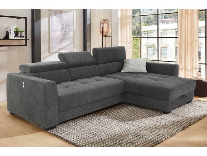 Ecksofa mit Funktion San Marino Dunkelgrau Stoff