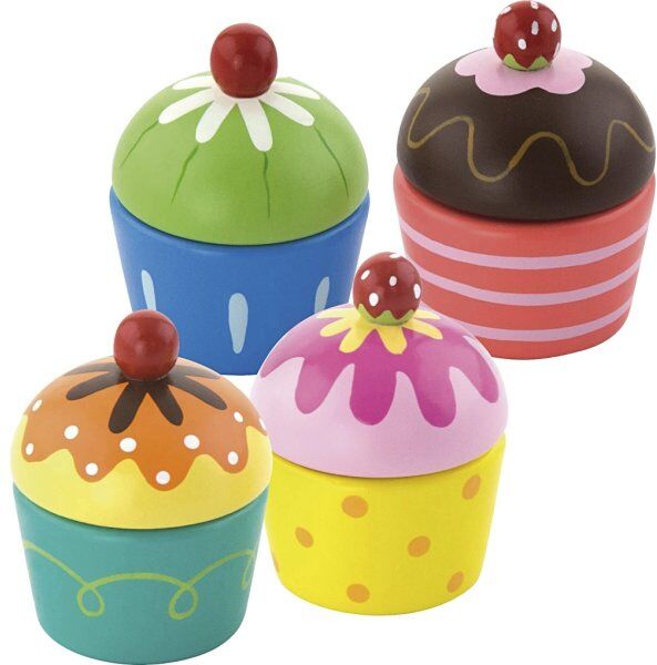Viga Legemad Cupcakes I Træ, Sæt Med 4 Stk.