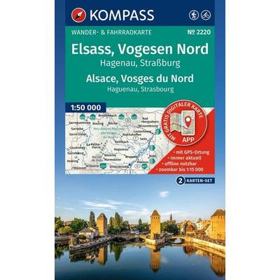 KOMPASS Wanderkarten-Set 2220 Elsass, Vogesen Nord, Hagenau, Straßburg / Alsace, Vosges du Nord, Haguenau, Strasbourg (2 Karten) 1:50.000, Sonstige