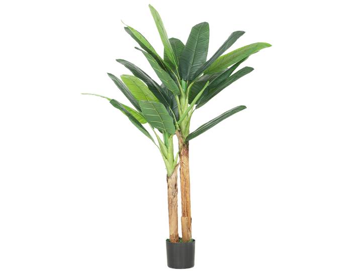 HOMCOM Arbre de bananier artificiel 150 cm Plante artificielle décorative avec pot et 2 troncs pour la maison, le bureau, le salon, vert
