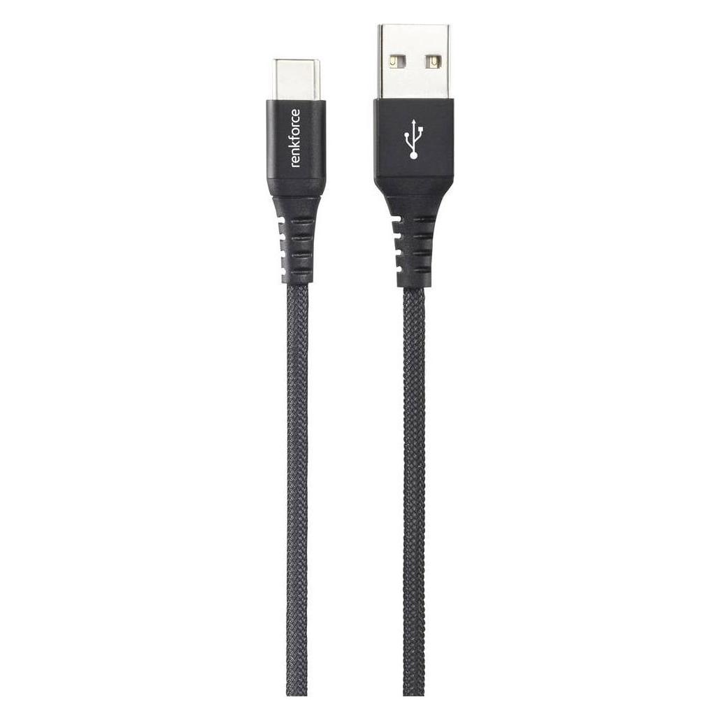 Renkforce USB-A auf USB-C-Kabel hochflexibel, 1 m (1 m, USB 2.0, 15 W) (RF-6872332)