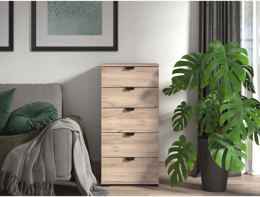 BellaHome CASSETTIERA 5CASS. STRETTA MOD. PAMPLONA QUERCIA