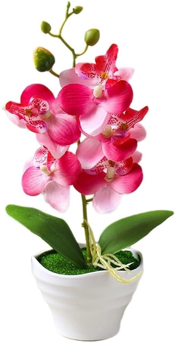 Nep Orchidee in Pot - Roze Kunstbloem Decoratie - Hoogte: 27 cm