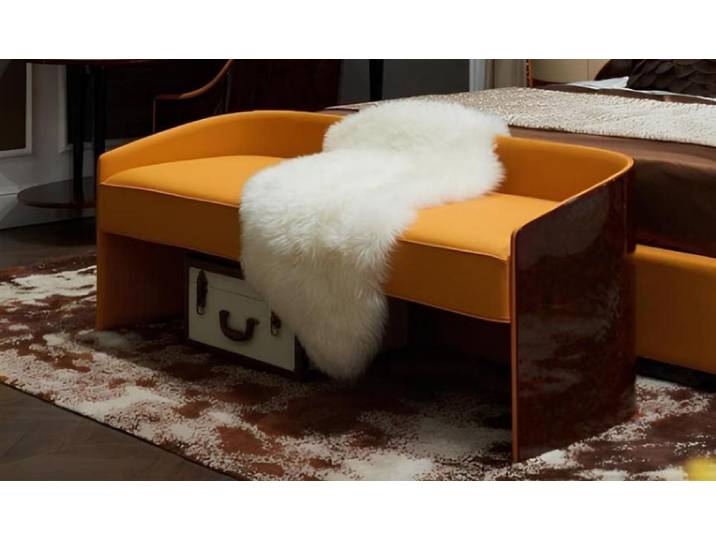 JVmoebel Bettbank Elegante Polsterbank aus Leder und Holz im Designer-Stil (Bench), Made in Europa