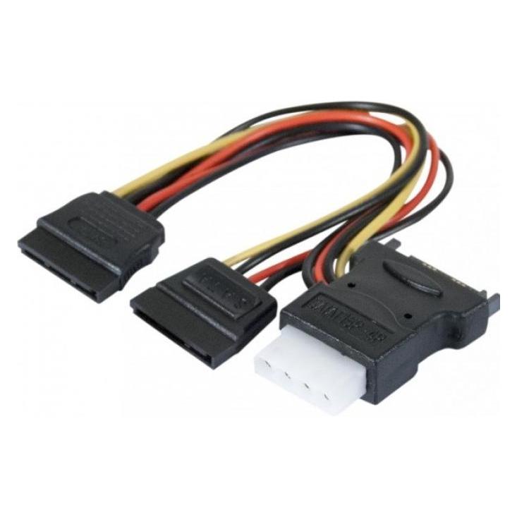 Exertis Connect SATA Strom-Adapterkabel, SATA auf 2x SATA + Molex, 1x SATA St. / 2x SATA Bu + Molex Bu. SATA Splitte (30 cm, 4 pin CPU, SATA) (147557)