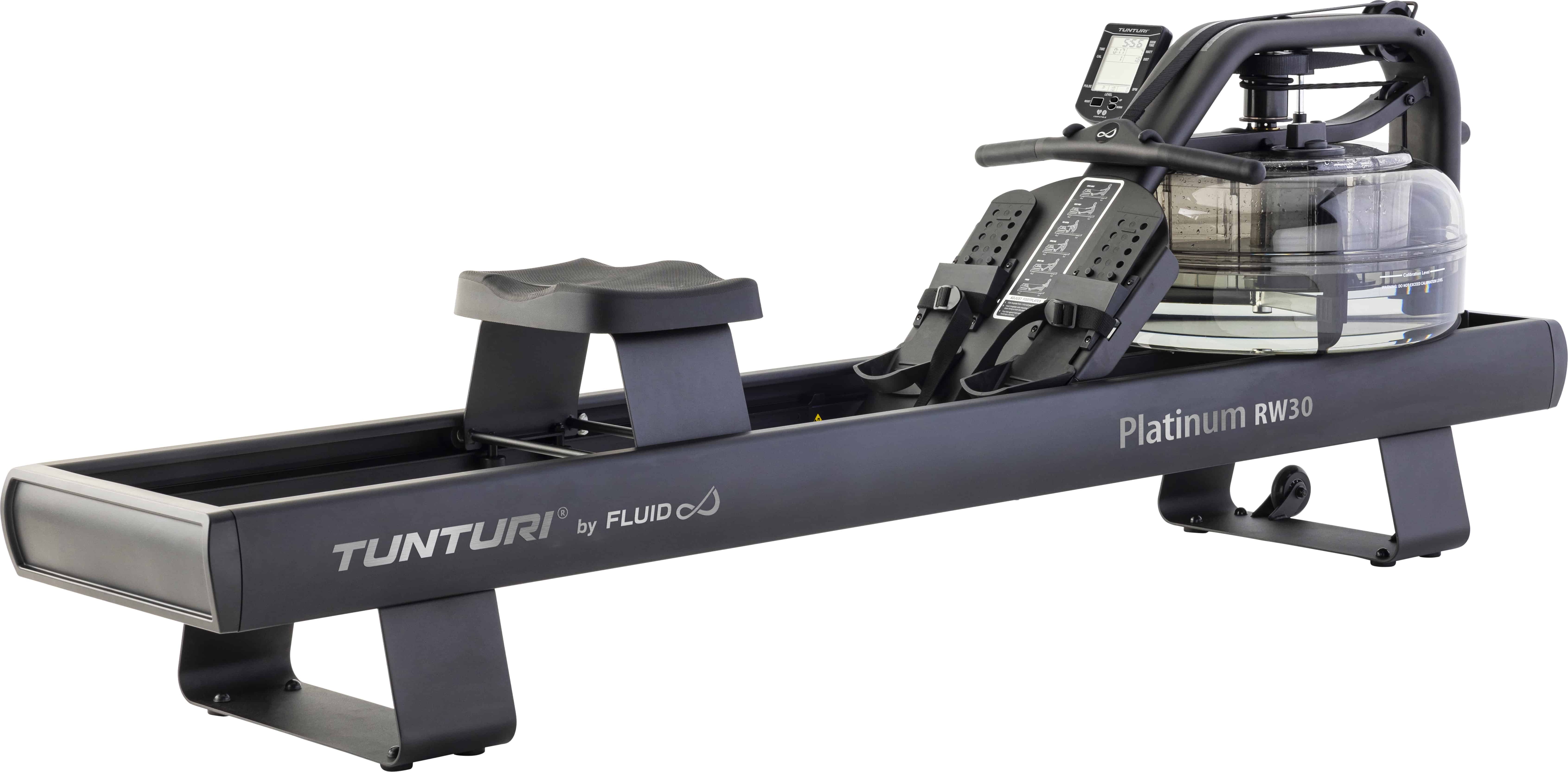 Tunturi Platinum RW30 Rudertrainer - Rudergerät mit 4 Widerstandsstufen - Herzfrequenzmesser - Wasserwiderstand - Rudergerät für Zuhause