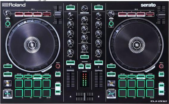 Roland DJ-202 USB-DJ-controller met hoofdtelefoon