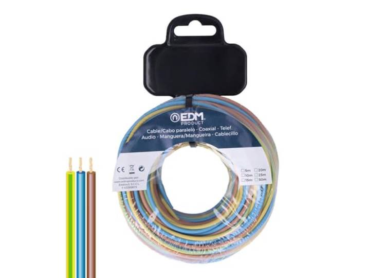 EDM Product Câble parallèle EDM 28740 Bleu Marron 15 m Bobine h07z1-k - Marque EAN : 8425998287400