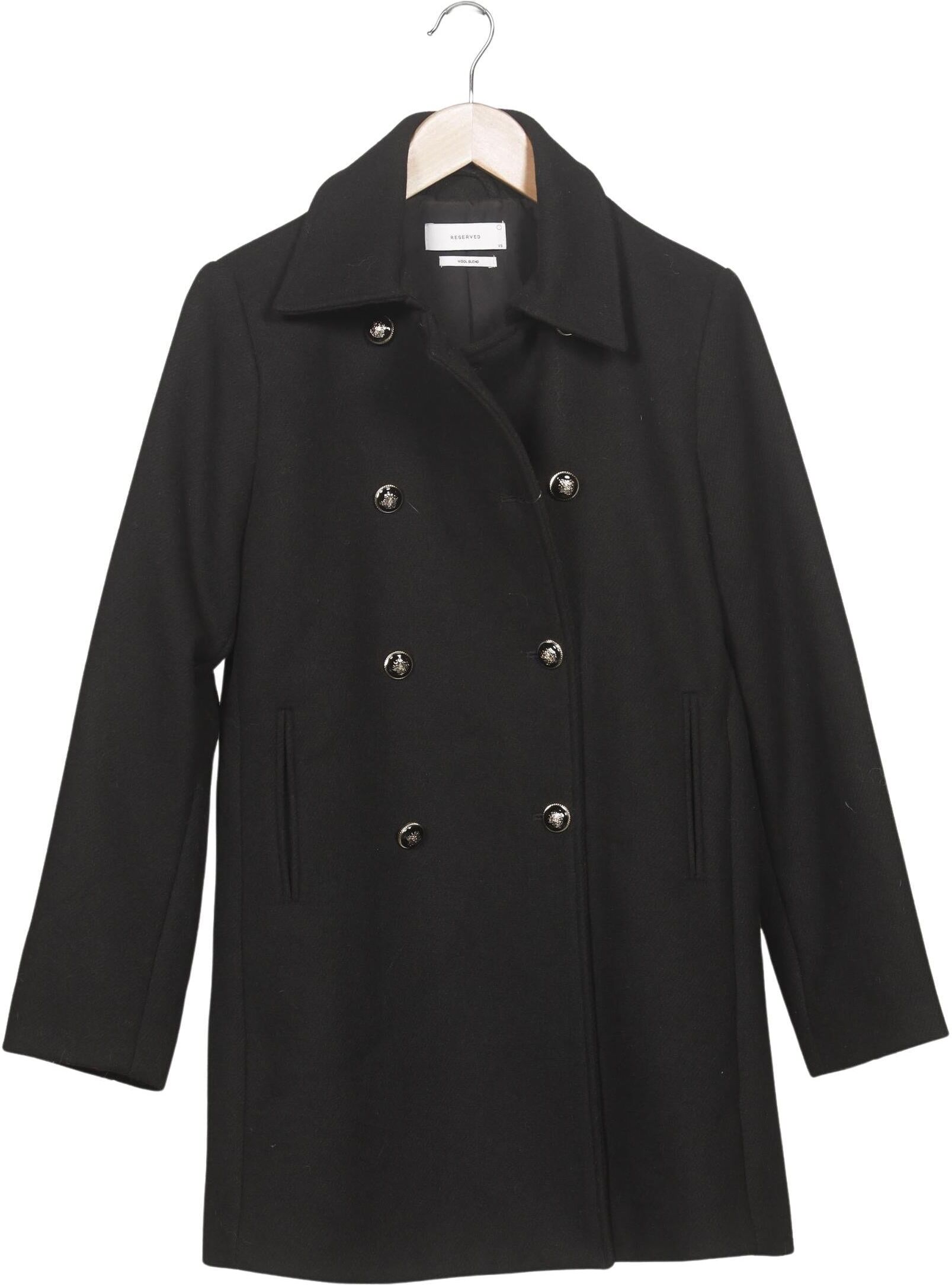 Reserved Damen Mantel, Schwarz, Gr. XS, Synthetik / Wolle - Second Hand