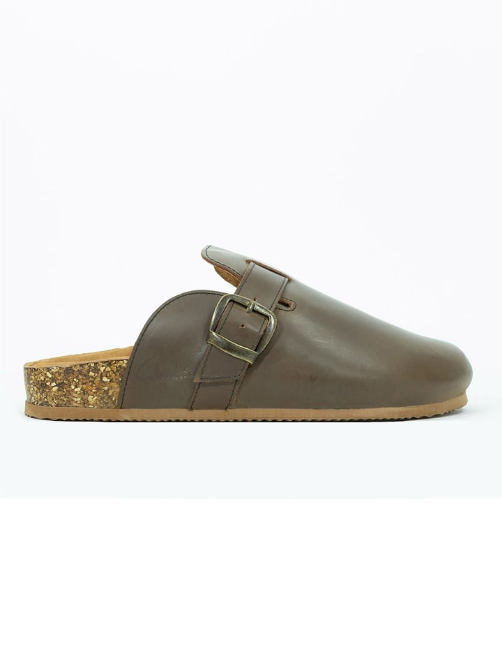 Clarks Leder-Clogs in Taupe - 41