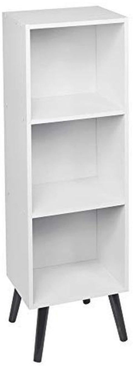 Scandinavische houten boekenkast met 3 lagen en stijlvolle poten