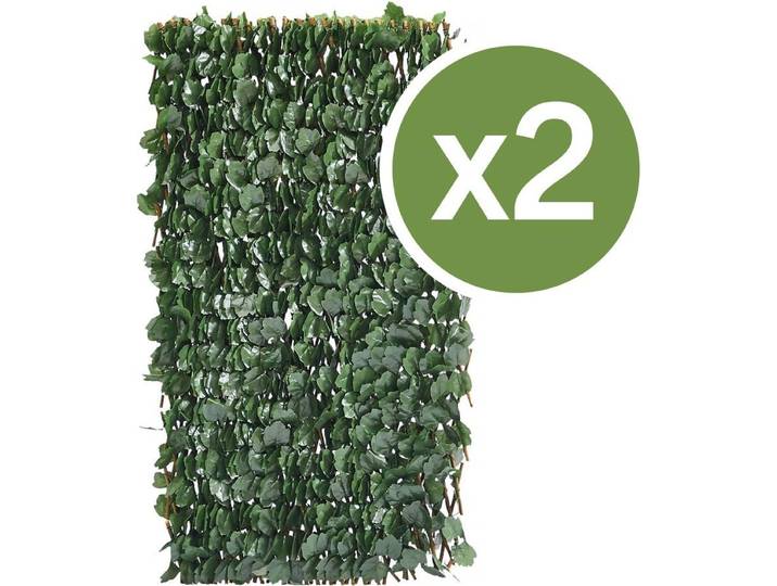 2er-Set Weidengeflecht Zaun Grün 200x100x4 cm UV-Schutz Wasserbeständig